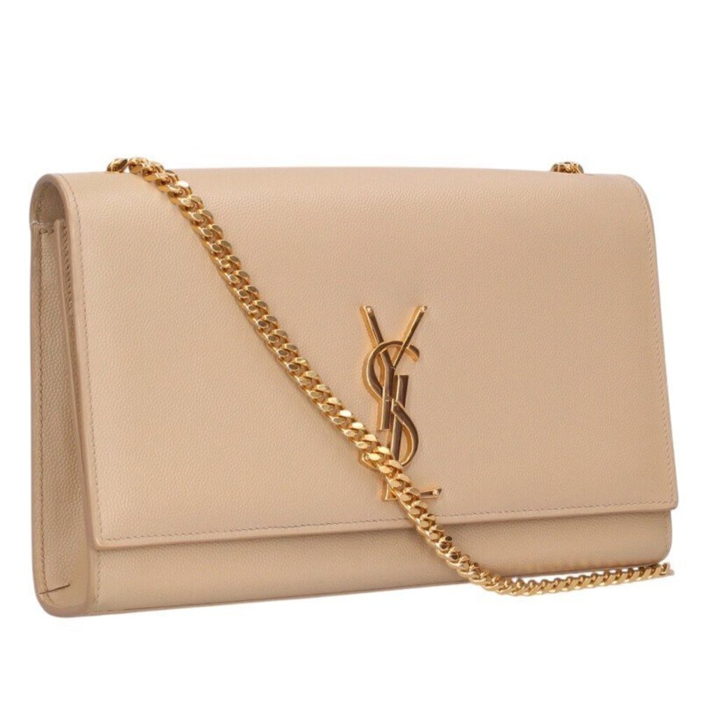Saint Laurent Paris Kate Grain Powder red Calf Shoulder Bag Beige Gold